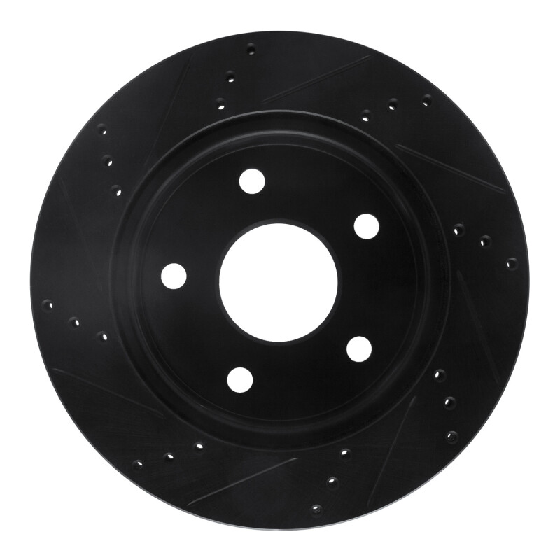 Dodge Dakota Brake Rotor (1) - Front Right - R1 Concepts - Drilled & Slotted - Black - `05-`11